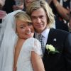 Chris Hemsworth et Olivia Wilde se marient sur le tournage de Rush, un biopic des pilotes Niki Lauda et James Hunt réalisé par Ron Howard, le 2 avril 2012 à Londres.
