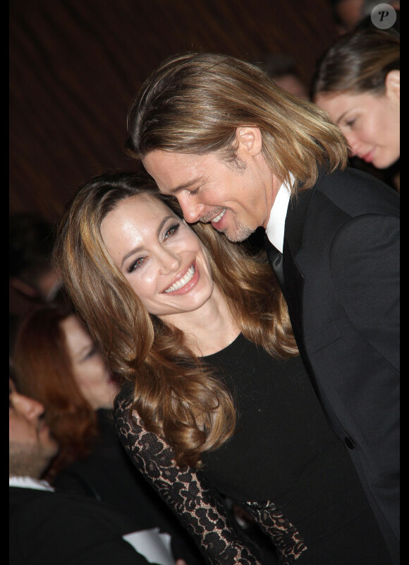 Brad Pitt et Angelina Jolie, le 21 janvier 2012 à Los Angeles.