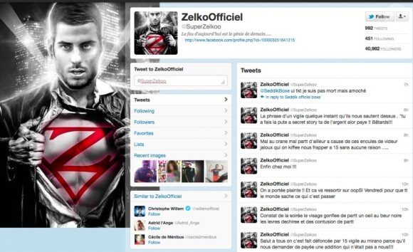 Capture d'écran du twitter de Zelko