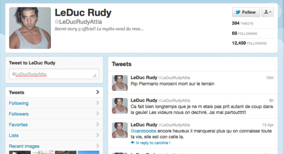 Capture d'écran du twitter de Rudy