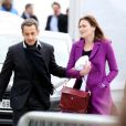Carla Bruni et Nicolas Sarkozy place de la Concorde à Paris, dimanche 15 avril 2012.