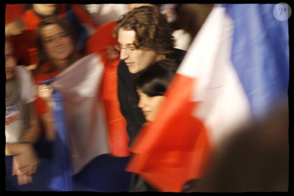 Jean et Jessica Sarkozy au meeting de Nicolas Sarkozy pour les jeunes à la Porte de Versailles le 31mars 2012