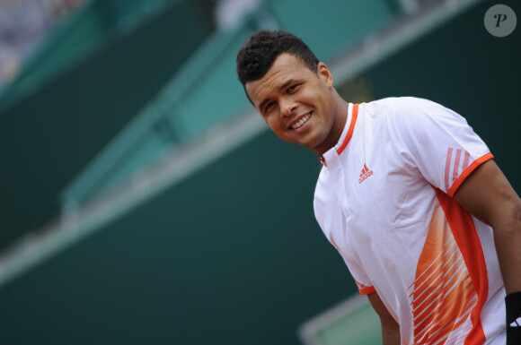Jo-Wilfried Tsonga le 17 avril 2012 à Monte Carlo après sa victoire face à Philipp Kohlschreiber