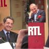 Laurent Gerra et Nicolas Sarkozy lors de la chronique matinale de l'humoriste sur RTL le 20 avril 2012