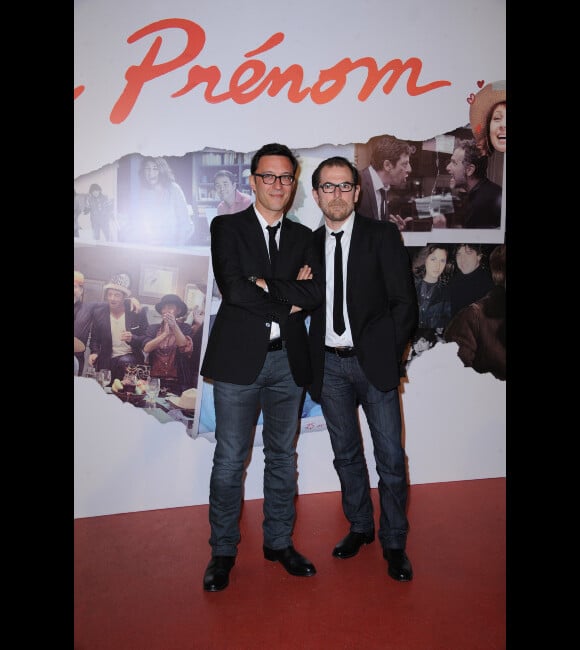 Alexandre de La Patelliere et Mathieu Delaporte à l'avant-première du Prénom, à Paris le 23 avril 2012.