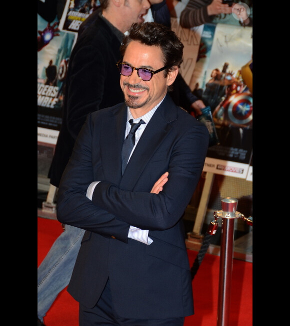 Robert Downey Jr. lors de l'avant-première du film Avengers à Londres le 19 avril 2012
