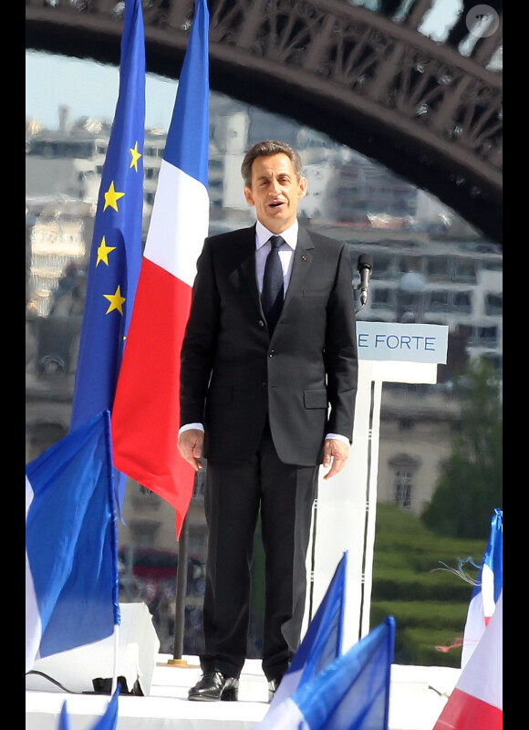 Nicolas Sarkozy en mai 2012 à son meeting au Trocadéro