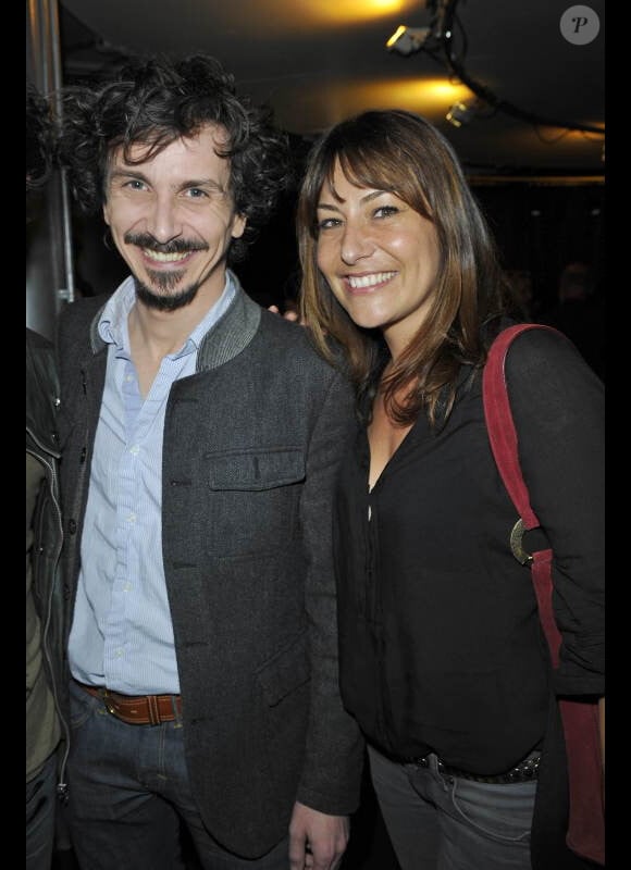 Arnaud Tsamere et Shirley Bousquet lors de la générale du spectacle d'Arnaud Tsamere à l'Européen, à Paris, le jeudi 3 mai 2012.
