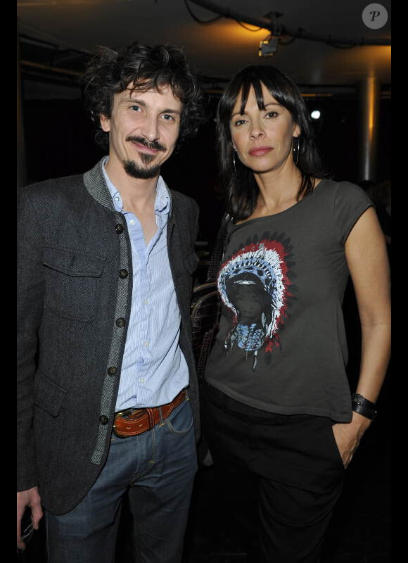 Mathilda May et Arnaud Tsamere, lors de la générale du spectacle d'Arnaud Tsamere à l'Européen, à Paris, le jeudi 3 mai 2012.