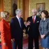 Visite officielle à Stockholm du président allemand Joachim Gauck et sa compagne Daniela Schadt, reçus par le roi Carl XVI Gustaf et la reine Silvia de Suède, le 4 mai 2012.