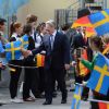 Visite officielle à Stockholm du président allemand Joachim Gauck et sa compagne Daniela Schadt, reçus par le roi Carl XVI Gustaf et la reine Silvia de Suède, le 4 mai 2012, pour commémorer le 400e anniversaire de l'école allemande de Stockholm.
