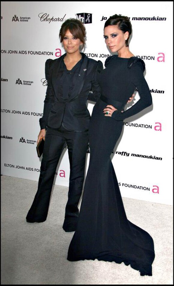 Eva Longoria et Victoria Beckham à la soirée de la Fondation d'Elton John. 22/01/09