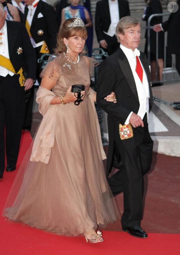 Le prince Leopold de Bavière et la princesse Ursula arrivent pour le dîner donné lors du mariage d'Albert et Charlene de Monaco le 2 juillet 2011.