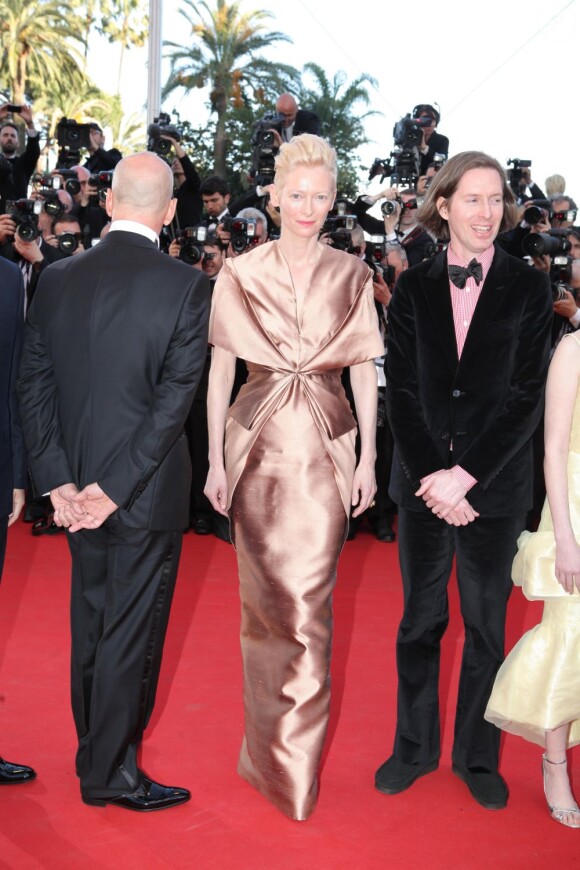 Tilda Swinton et Wes Anderson sur le tapis rouge de l'ouverture du festival de Cannes 2012 le 16 mai