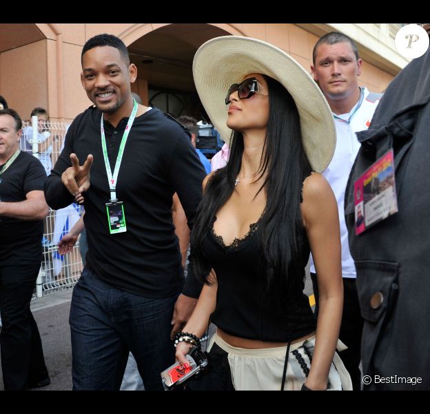 Will Smith et Nicole Scherzinger très décolletée lors des essais du Grand Prix de Formule 1 à Monaco le 26 mai 2012