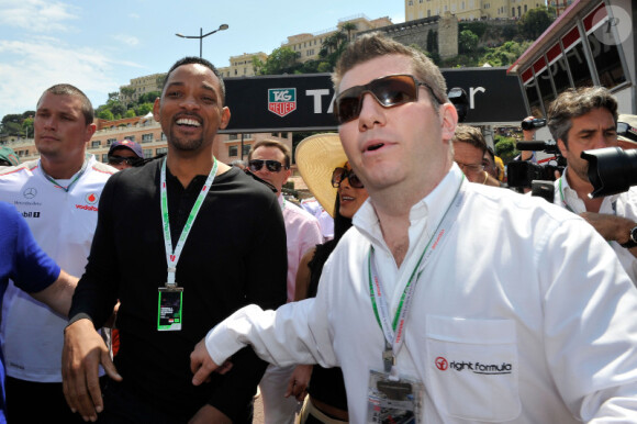 Will Smith tout sourire lors des essais du Grand Prix de Formule 1 à Monaco le 26 mai 2012