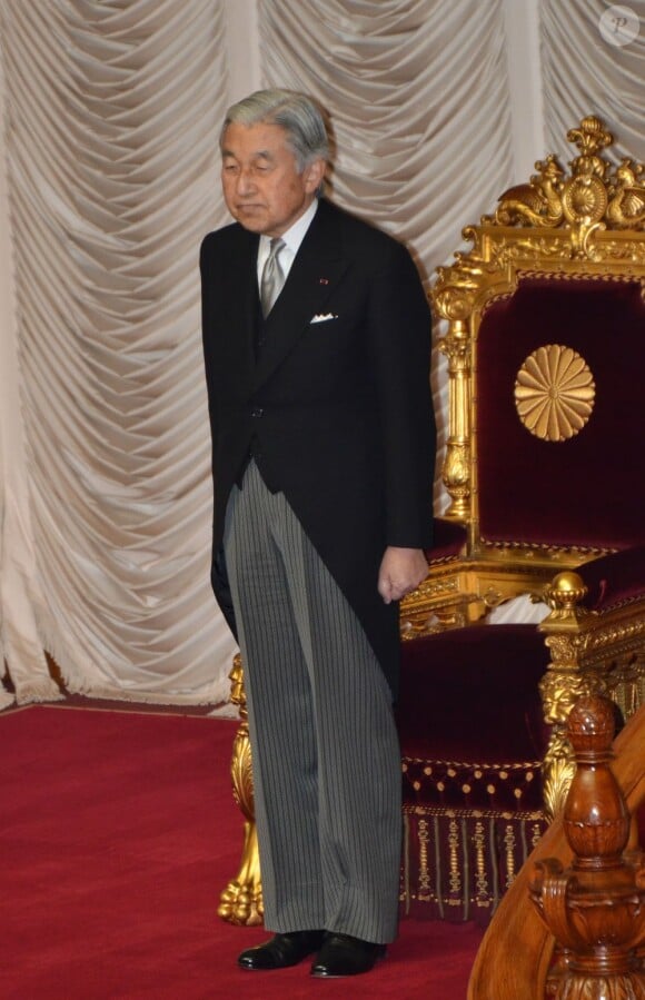 L'empereur Akihito du Japon le 24 janvier 2012 à Tokyo lors de l'inauguration du Parlement.