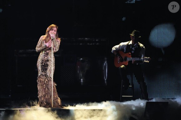 Jennifer Lopez, sublime en Zuhair Murad lors de son concert Q'Viva Live à Las Vegas. Le 26 mai 2012.