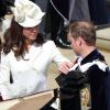 La belle Kate Middleton et le prince William lors de la cérémonie de l'Ordre de la Jarretière se déroulant du château Windsor à la chapelle Saint Georges, le 18 juin 2012