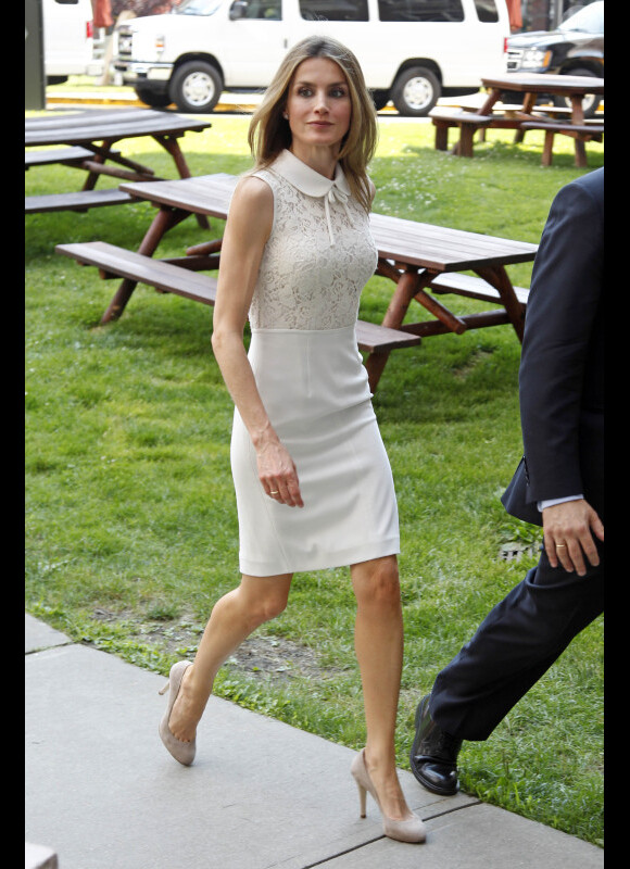 Letizia d'Espagne à Harvard, Cambridge dans l'Etat du Massachusetts, le 21 juin 2012.