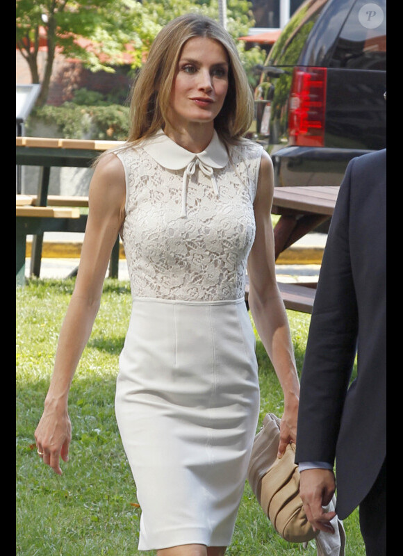 Letizia d'Espagne à Harvard, Cambridge dans l'Etat du Massachusetts, le 21 juin 2012.