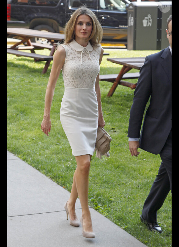 Letizia d'Espagne à Harvard, Cambridge dans l'Etat du Massachusetts, le 21 juin 2012.