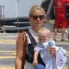 Kate Hudson et Matthew Bellamy, avec leur fils Bingham, ont passé quelques jours sur le yacht de l'homme d'affaires Philip Green, le 25 juin 2012 à Saint-Tropez : ils quittent l'endroit de rêve et le port de Monaco pour rejoindre leur hélicoptère
