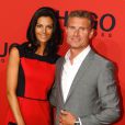 David Coulthard et sa compagne Karen Minier lors de la présentation de la collection printemps-été Hugo Boss à Berlin pendant la Fashion Week. Le 5 juillet 2012