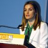 La princesse Letizia d'Espagne lors de son discours de clôture du 22e congrès de l'European Association for Cancer Research (EACR), à Barcelone le 10 juillet 2012.