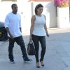 Amoureux mais discrets, Kanye West et Kim Kardashian sortent de chez le rappeur, à Hollywood le 11 juillet 2012