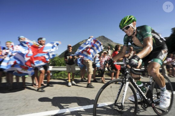 Pierre Rolland a souffert pour s'imposer le 12 juillet 2012 lors de la onzième étape du Tour de France 2012 entre Albertville et La Touissuire-Les Sybelles