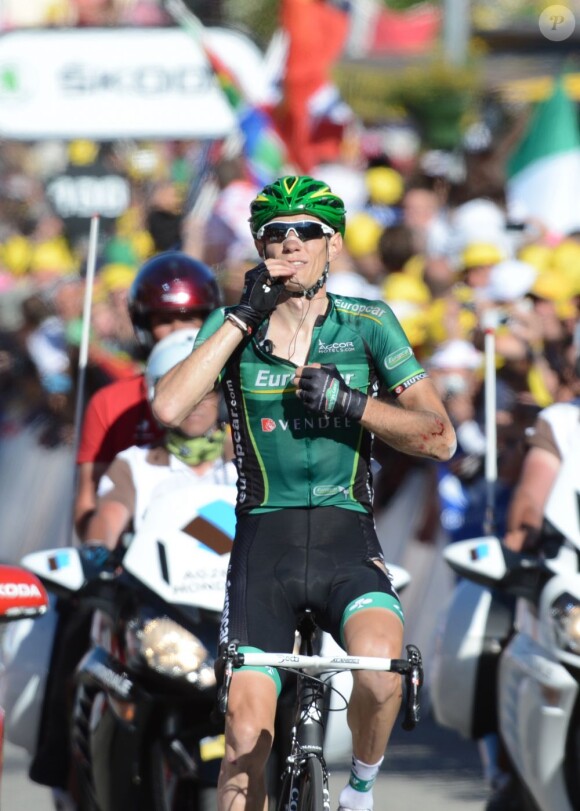 Pierre Rolland s'est imposé le 12 juillet 2012 lors de la onzième étape du Tour de France 2012 entre Albertville et La Touissuire-Les Sybelles