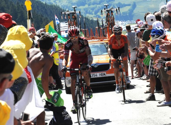 George Hincapie lors de la 16e étape du Tour de France entre Pau et Bagnères-de-Luchon le 18 juillet 2012
