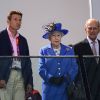 Elizabeth II et son époux le duc d'Edimbourg lors des JO de Londres, le 28 juillet 2012.