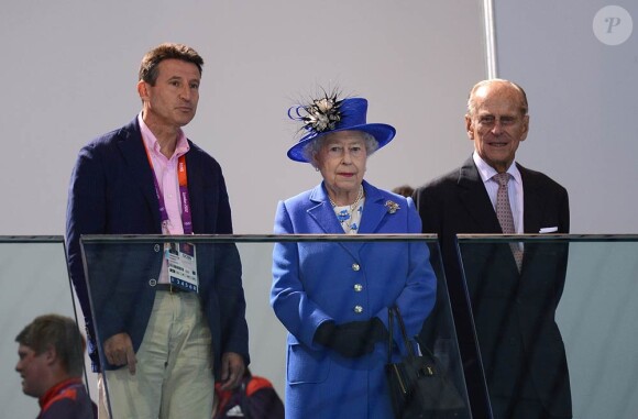 Elizabeth II et son époux le duc d'Edimbourg lors des JO de Londres, le 28 juillet 2012.
