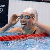 Camille Muffat, ravie d'avoir décroché l'or olympique du 400m nage libre lors des Jeux olympiques de Londres le 29 juillet 2012
