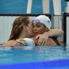 Camille Muffat, ici avec Coralie Balmy, est devenue championne olympique du 400m nage libre lors des Jeux olympiques de Londres le 29 juillet 2012