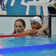 Camille Muffat, ici avec Coralie Balmy, est devenue championne olympique du 400m nage libre lors des Jeux olympiques de Londres le 29 juillet 2012