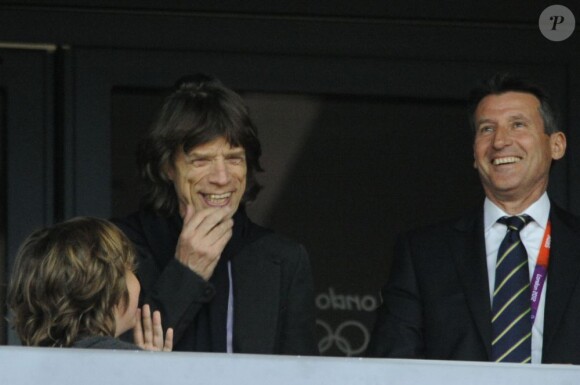 Mick Jagger, fan d'athlétisme, assistait le 6 août 2012 avec sa compagne L'Wren Scott et son fils Lucas, né de sa liaison avec Luciana Gimenez, à la soirée d'athlétisme des Jeux olympiques de Londres 2012.