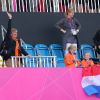 Avec leurs filles, le prince Willem-Alexander et la princesse Maxima des Pays-Bas ont encore eu l'occasion de brandir les couleurs de leur pays, à l'occasion de la victoire de leurs hockeyeurs face à l'Allemagne à la Riverbank Arena le 5 août 2012, 3 à 1.