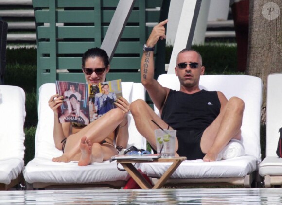 Eros Ramazzotti et sa compagne Marica en vacances à Miami le 12 août 2012