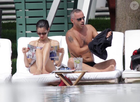Eros Ramazzotti et sa compagne Marica en vacances à Miami le 12 août 2012