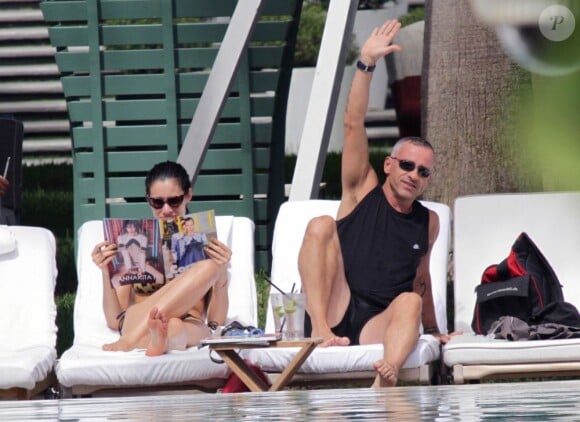 Eros Ramazzotti et sa compagne Marica en vacances à Miami le 12 août 2012