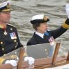 La princesse Anne et son mari Timothy Laurence lors de la parade fluviale du jubilé de diamant sur la Tamise le 3 juin 2012