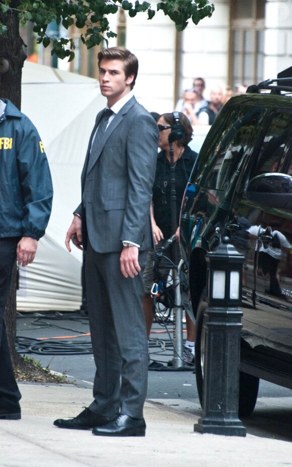 Liam Hemsworth sur le tournage de Paranoia à Philadelphie, le 21 août.