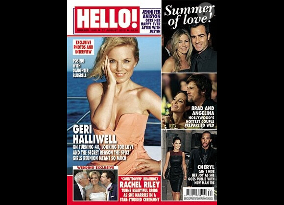 Geri Halliwell en couverture du magazine Hello! à l'occasion de son 40e anniversaire et de ses vacances dans le sud de la France. Août 2012.