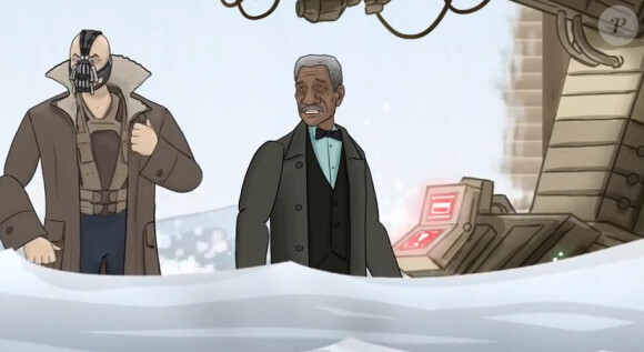 Morgan Freeman et Tom Hardy dans The Dark Knight Rises revu et corrigé par le collectif HISHE, 2012.
