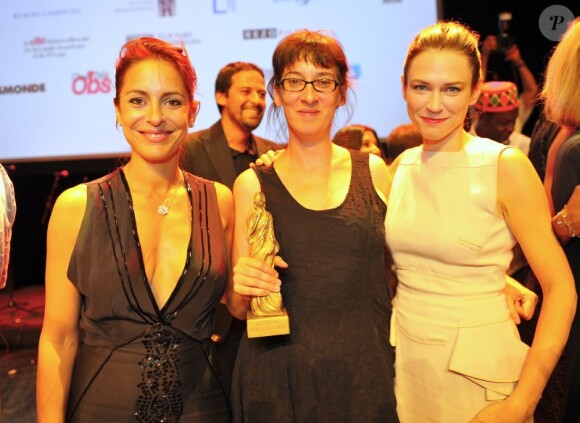 Audrey Dana, Natahlie Saint-Pierre, lauréate du Valois d'or pour Catimini, et Marie-Josée Croze, lors du Festival du film francophone d'Angoulême le 28 août 2012