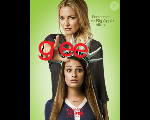 Poster saison 4 de Glee, avec Kate Hudson et Lea Michele, de retour sur les écrans le 13 septembre 2012.