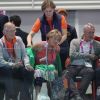 La princesse Margriet des Pays-Bas et son mari Pieter van Vollenhoven à l'Aquatics Centre de Londres le 30 août 2012 pour des épreuves de natation des Jeux paralympiques.